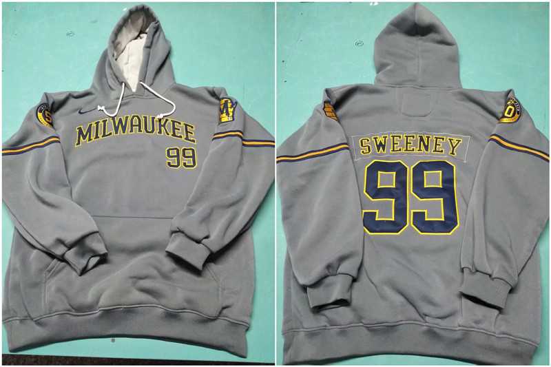 Milwaukee Brewers 99 Sweeney Gray Nike All Stitched Pullover Hoodie,We sell and wholesale Milwaukee Brewers 99 Sweeney Gray Nike All Stitched Pullover Hoodie on line form chian!